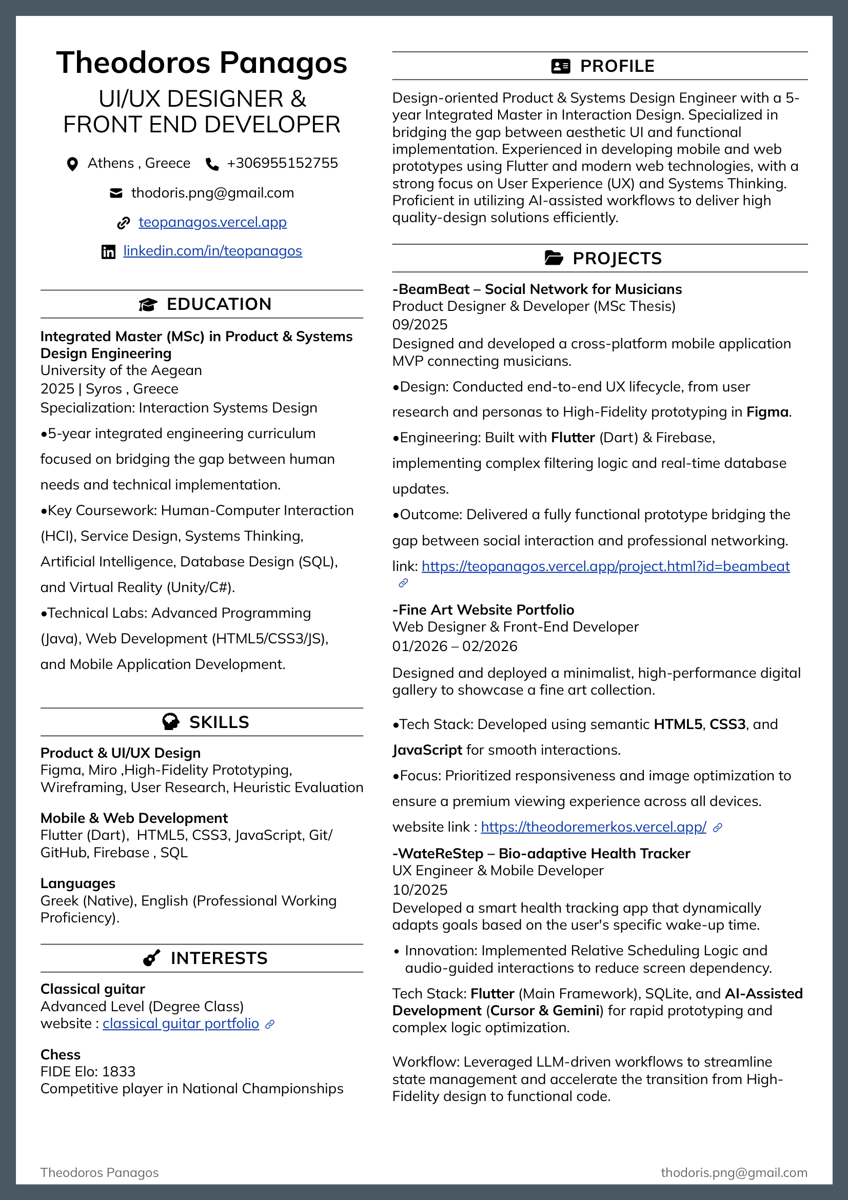 CV Product Systems Design Engineer